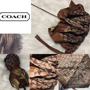 Coach Brown Beige & Gold Umbrella